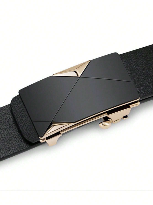 1pc Men's Automatic Buckle Gold Color Belt, Fashionable And Versatile, Suitable For Everyday And Various Occasions, A Nice Gift For Men Of Different Ages