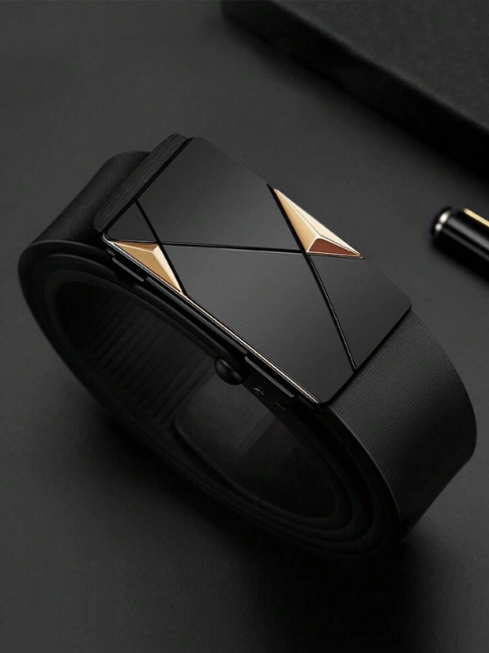 1pc Men's Automatic Buckle Gold Color Belt, Fashionable And Versatile, Suitable For Everyday And Various Occasions, A Nice Gift For Men Of Different Ages