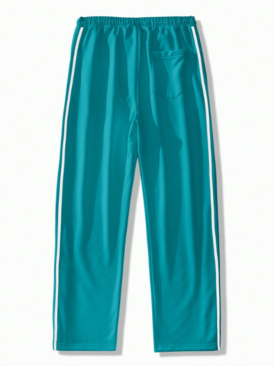 Manfinity Sporsity Loose-Fit Men's Contrast Tape Design Button-Side Drawstring Waist Sweatpants