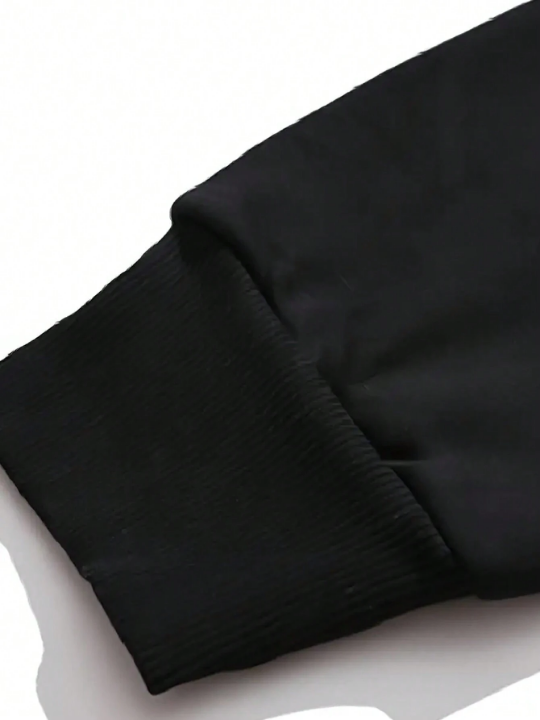 Manfinity Homme Loose Fit Men's Colorblocked Zippered Hooded Sweatshirt With Drawstring And Fleece Material