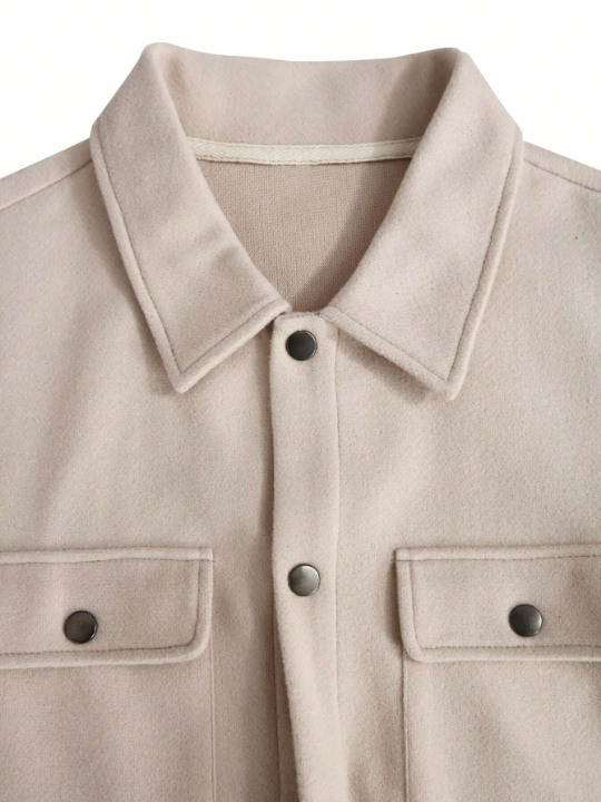 Manfinity Men's Woolen Coat With Cargo Pocket