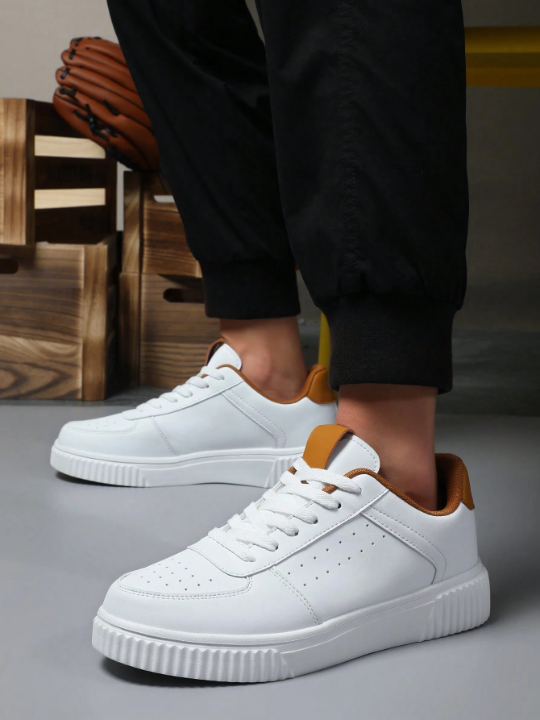 New Arrival Men's Fashionable And Comfortable Breathable Casual Shoes, Round Toe Lace-up Outdoor Low-top Sneakers