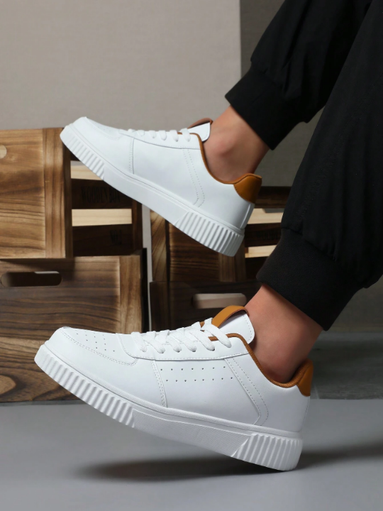 New Arrival Men's Fashionable And Comfortable Breathable Casual Shoes, Round Toe Lace-up Outdoor Low-top Sneakers