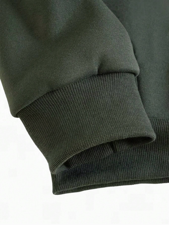 ROMWE Men Skull Print Zip Up Thermal Hoodie