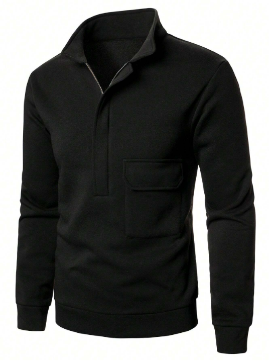 Manfinity Homme Men's Half Zipper Placket Sweatshirt