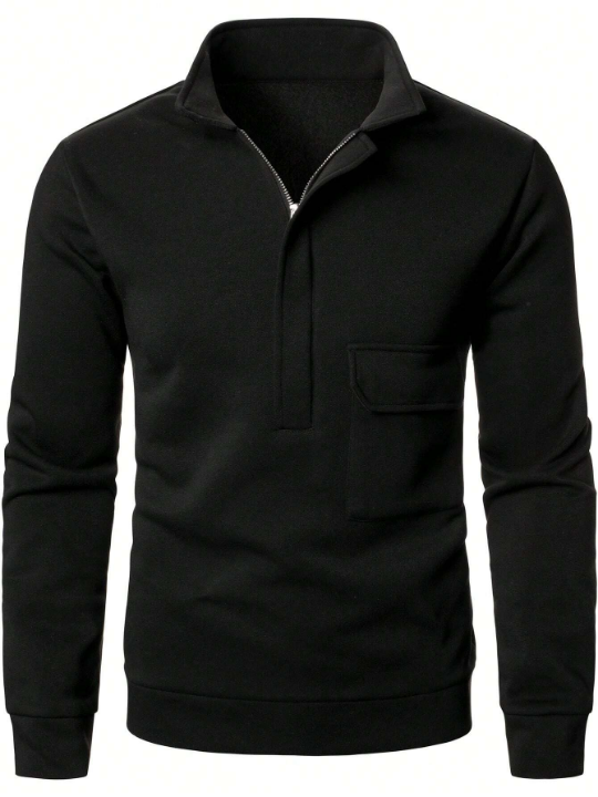 Manfinity Homme Men's Half Zipper Placket Sweatshirt