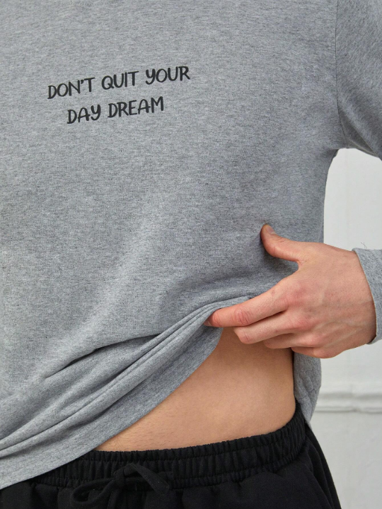 Cottnline Men Slogan Graphic PJ Set