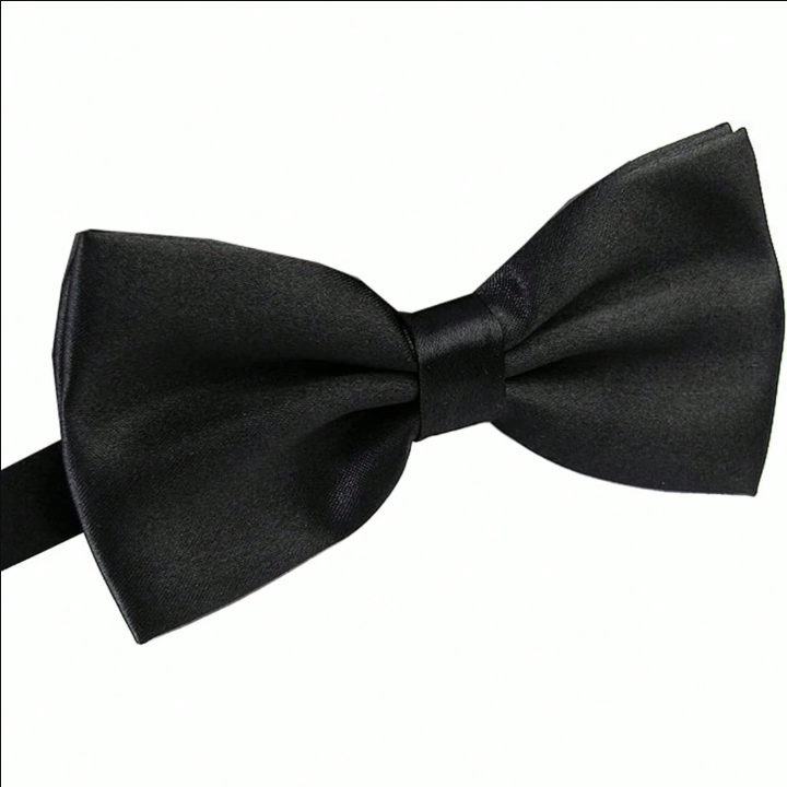 1pc Men's Black Double-layered Polyester Adjustable Bow Tie For Weddings, Parties, Performances Or Daily Accessory