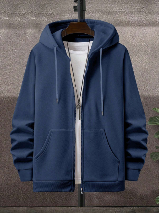 Cottnline Men's Zipper Front Drawstring Hoodie