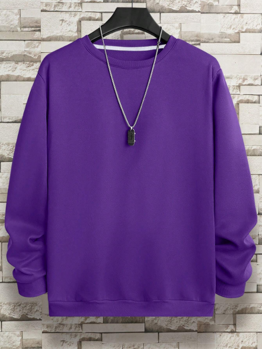 Solid Color Long Sleeve Men's Sweatshirt