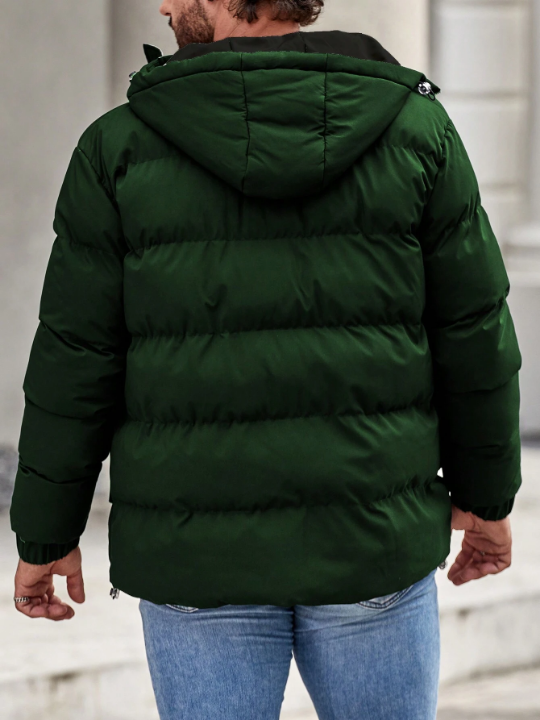 Manfinity Loose Men's Flap Pocket Zipper Hooded Puffer Coat