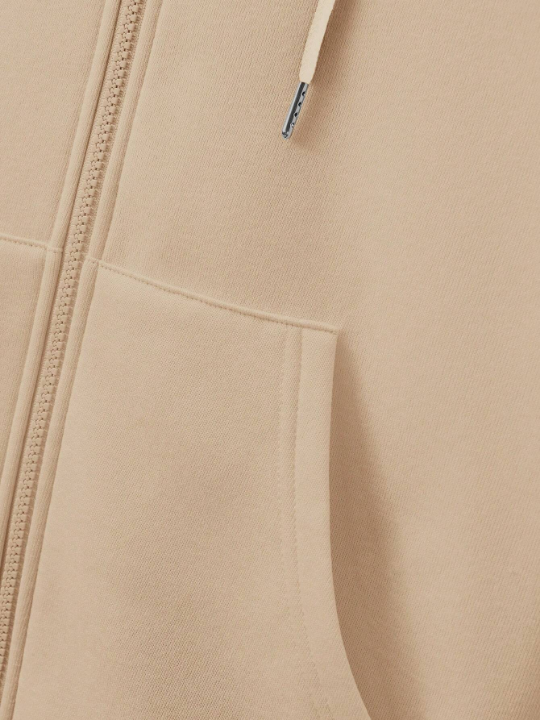 Cottnline Men Zip Up Drawstring Hoodie Without Tee