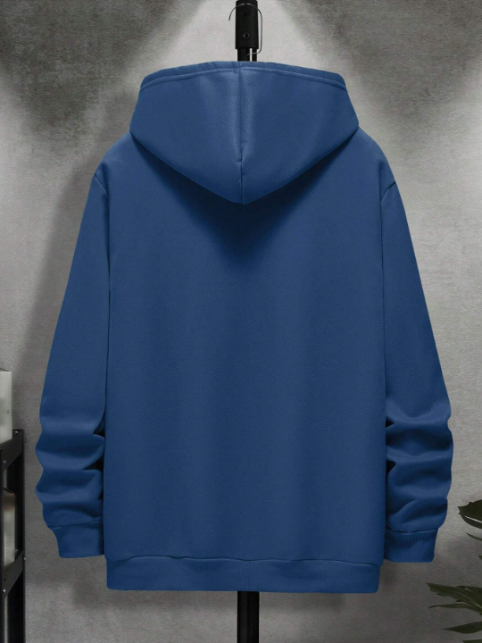 Men's Solid Color Long Sleeve Hooded Drawstring Sweatshirt