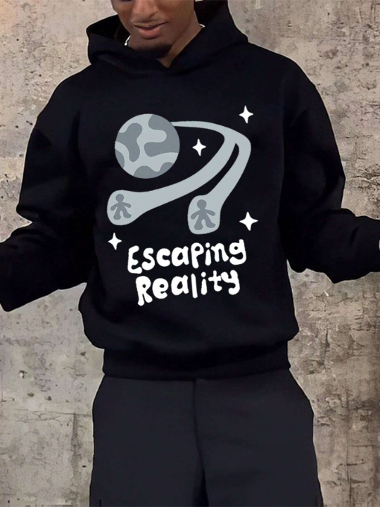 Men's Letter Printed Long Sleeve Hoodie