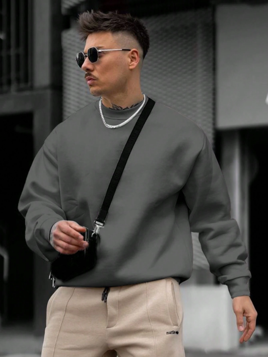 Men's Solid Color Round Neck Sweatshirt