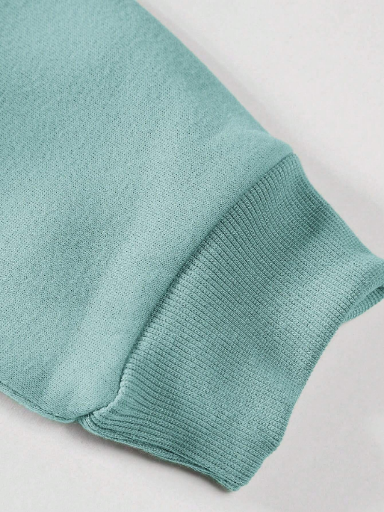 Cottnline Men's Patch Pullover Sweatshirt With Letter And Pattern Print