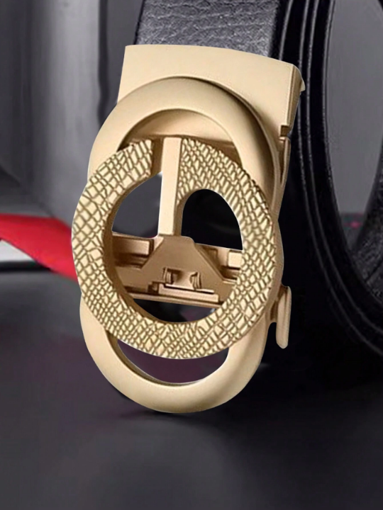 1pc Men's Automatic Buckle Leather Belt, Casual Business Belt Suitable For Young, Middle-aged And Elderly