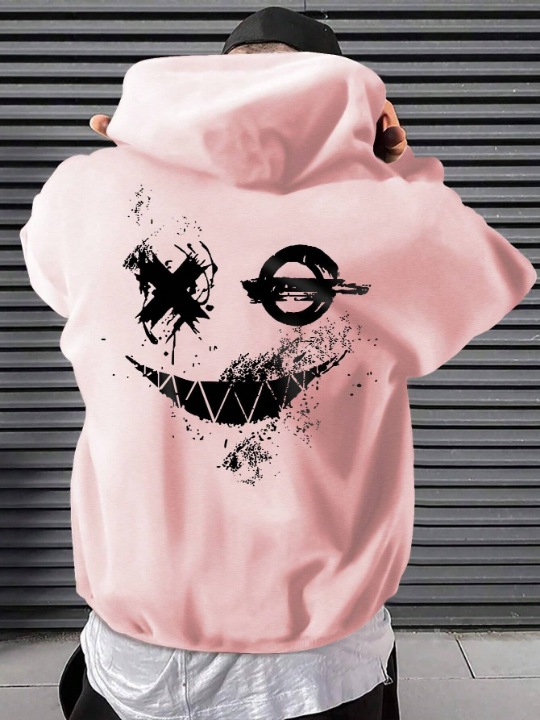 Manfinity EMRG Men's Fashionable Casual Smiling Face Design Hoodie