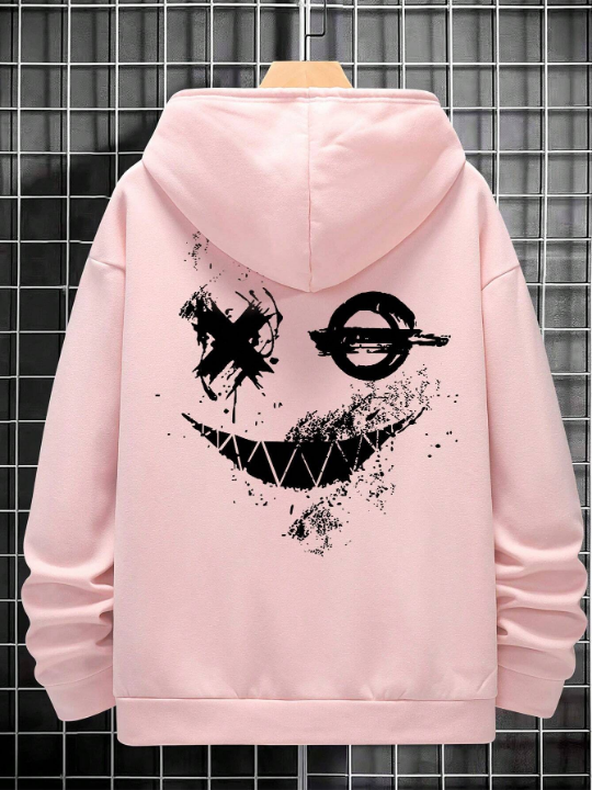 Manfinity EMRG Men's Fashionable Casual Smiling Face Design Hoodie