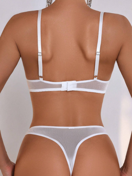 Classic Sexy Ladies' Purple & Pink Floral Lace Sexy Lingerie Set