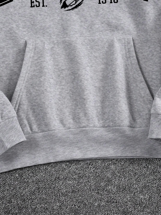 Men's Boston Letter Printed Hoodie Sweatshirt