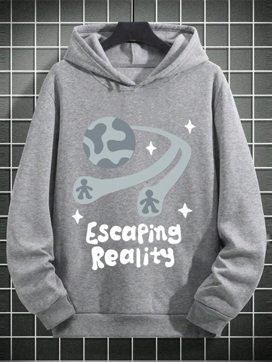 Men's Long Sleeve Letter Pattern Hooded Sweatshirt