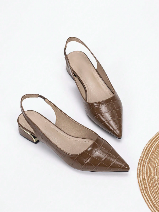 Women's Pointed Toe Flat Back Thick Heel Shoes