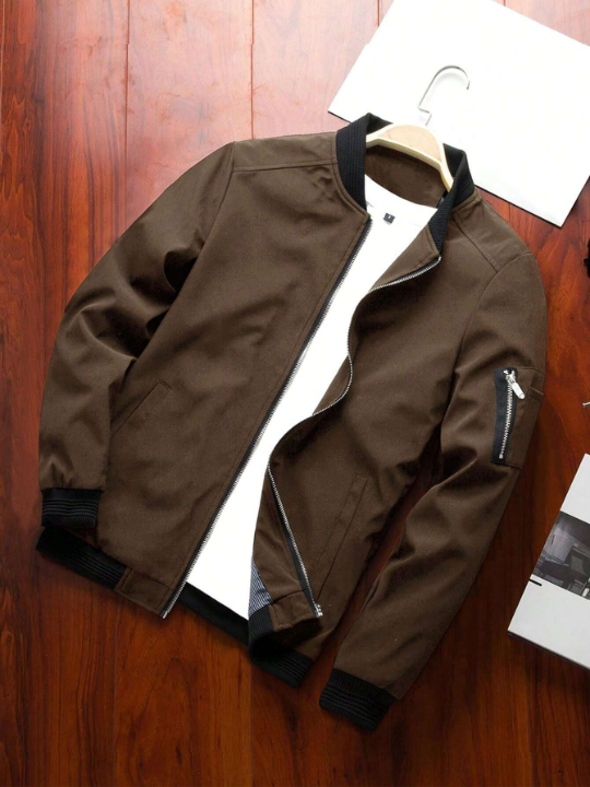 Manfinity Mode Men 1pc Zip Up Bomber Jacket