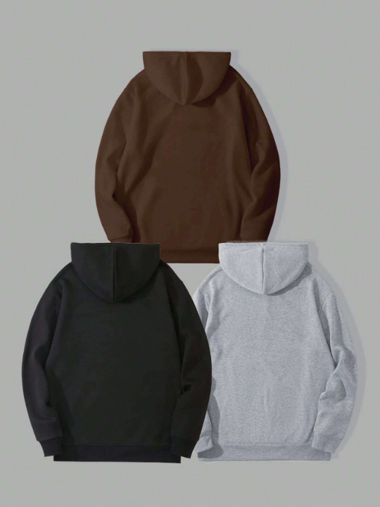 Manfinity Basics Men's Loose-Fit Solid Color Sweatshirt With Drawstring Hood