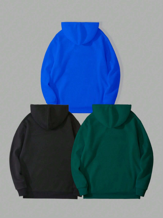 Manfinity Basics Loose Men's Solid Hoodie With Fleece Lining And Adjustable Drawstring