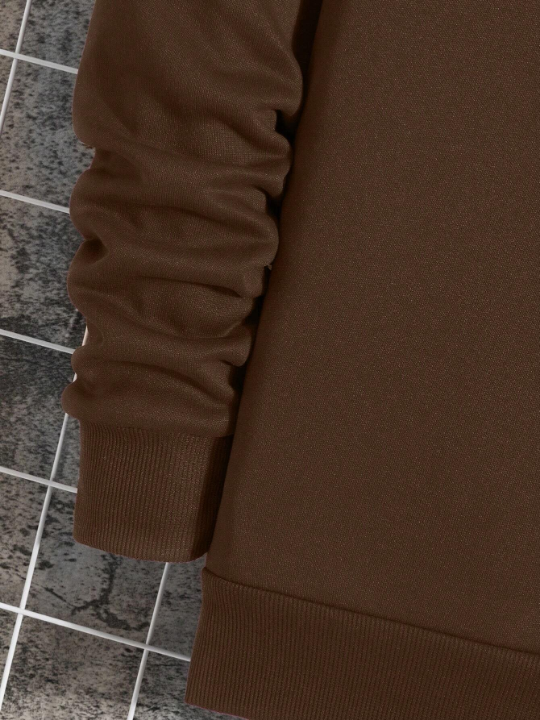 Men's Letter Printed Round Neck Casual Fleece Sweatshirt