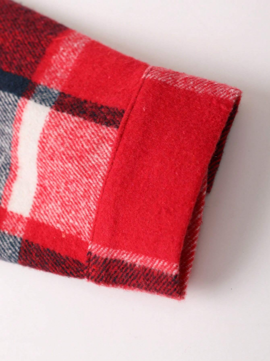 Manfinity Homme Loose Men's Plaid Drawstring Hooded Coat