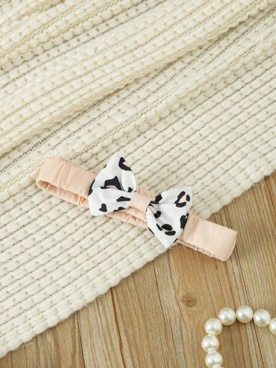 Baby Girls' Cute Printed Leopard & Mouse Patterned Long Sleeve Top And Pants Set