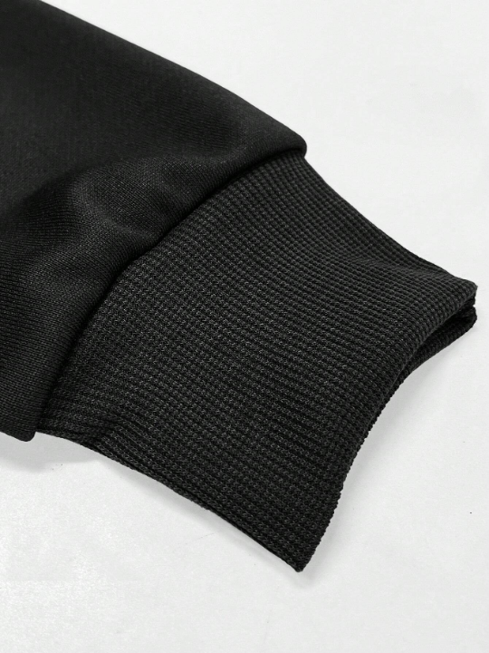 Manfinity Hypemode Men's Loose Fit Half Zip Letter Printed Sweatshirt