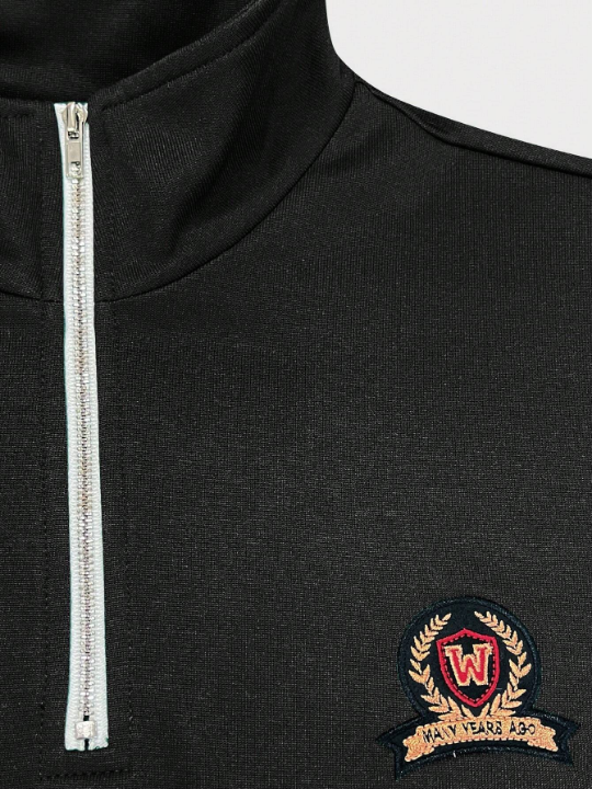 Manfinity Hypemode Men's Loose Fit Half Zip Letter Printed Sweatshirt