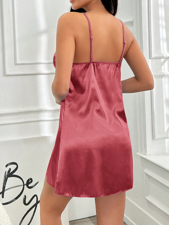 Lace Spliced Split Hem Cami Sexy Lingerie