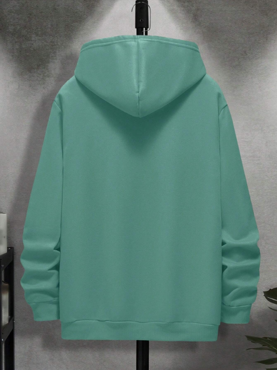 Men'S Solid Color Fleece Hoodie With Drawstring