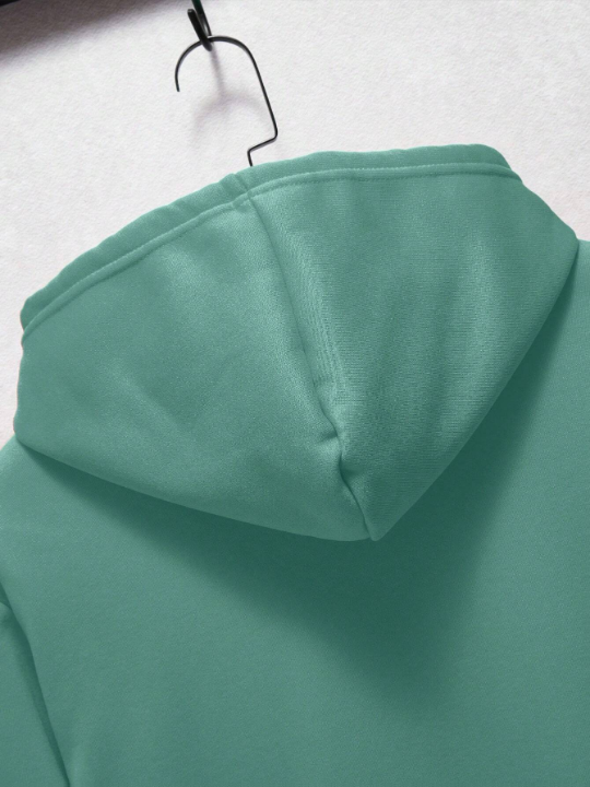 Men'S Solid Color Fleece Hoodie With Drawstring