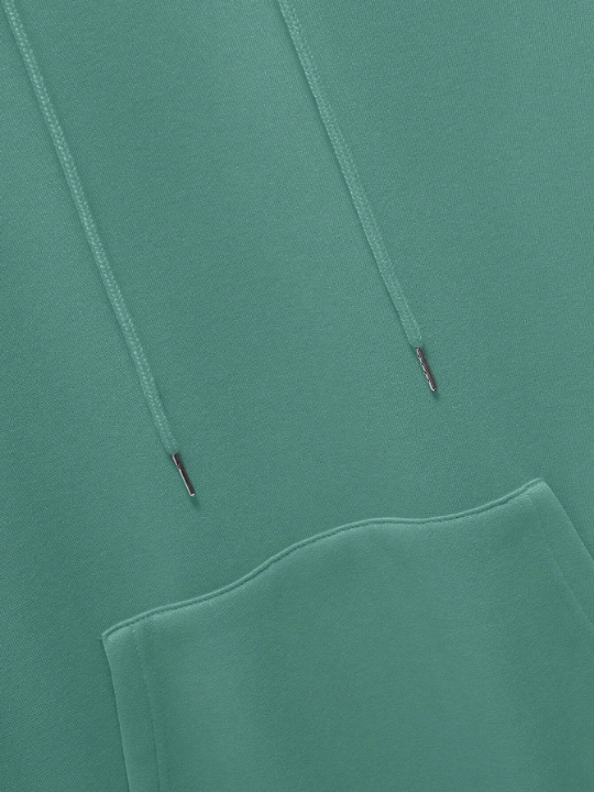 Men'S Solid Color Fleece Hoodie With Drawstring