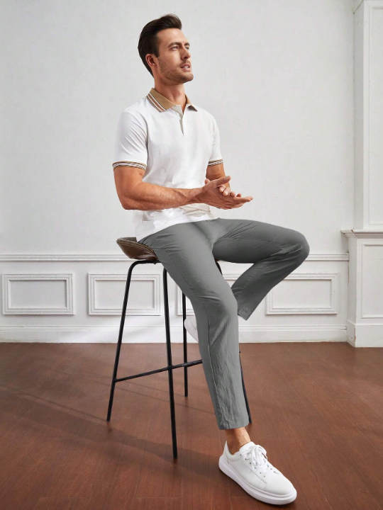 Manfinity Homme Men's Casual Woven Pants With Slanted Pockets