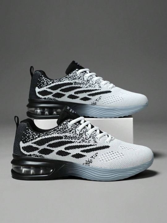 Men's Sports Shoes With Lace Up Closure, Air Cushion, Thick Sole For Road Running, Outdoor Leisure Activities And Fitness Walking