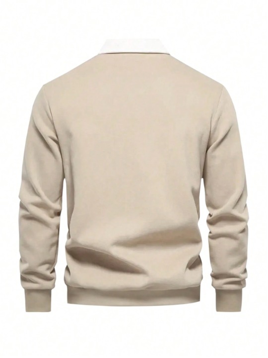 Manfinity Hypemode Loose Men's Sweatshirt With Contrast Collar And Polo Neck
