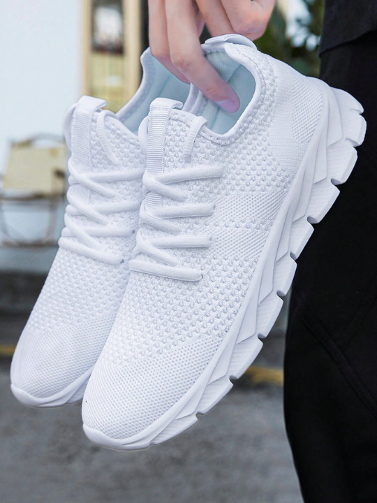 Shoes For Men Gym Tennis Athletic Mesh Fashion Sneakers Lightweight Sports Workout Running Casual Shoes Comfortable Footwear Trainers White