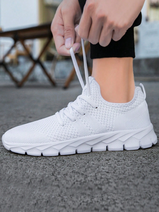 Shoes For Men Gym Tennis Athletic Mesh Fashion Sneakers Lightweight Sports Workout Running Casual Shoes Comfortable Footwear Trainers White