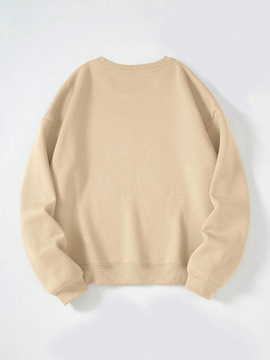 Men's Solid Color Round Neck Long Sleeve Casual Sweatshirt