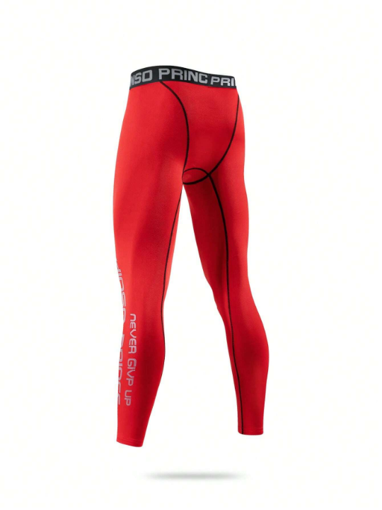 Men's Compression Pants, Quick Dry Printed Tights, Fitness Workout Running Jogging Gym Leggings, Training Athletic 3/4 Pant