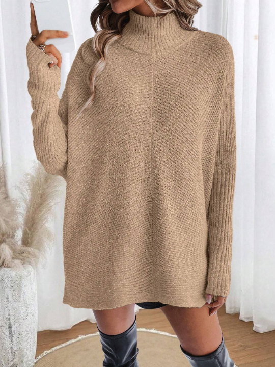 Essnce Casual High Neck Drop Shoulder Sweater