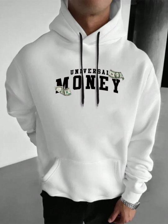 Manfinity Men'S Hoodies With Slogan & Dollar Print