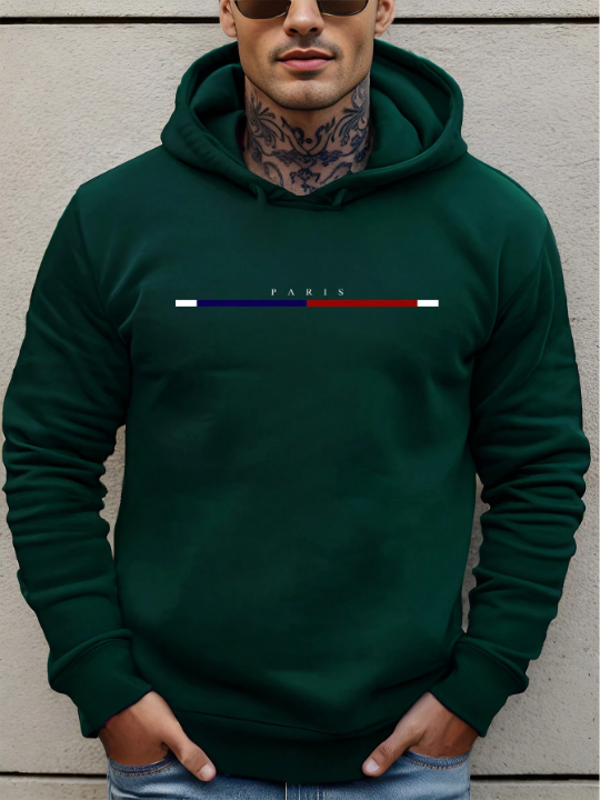 Men's Letter Printed Long Sleeve Hoodie