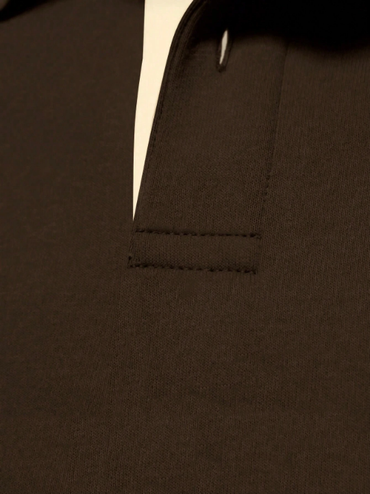 Manfinity Homme Men's Loose Color-Block Polo Collar Long Sleeve Sweatshirt